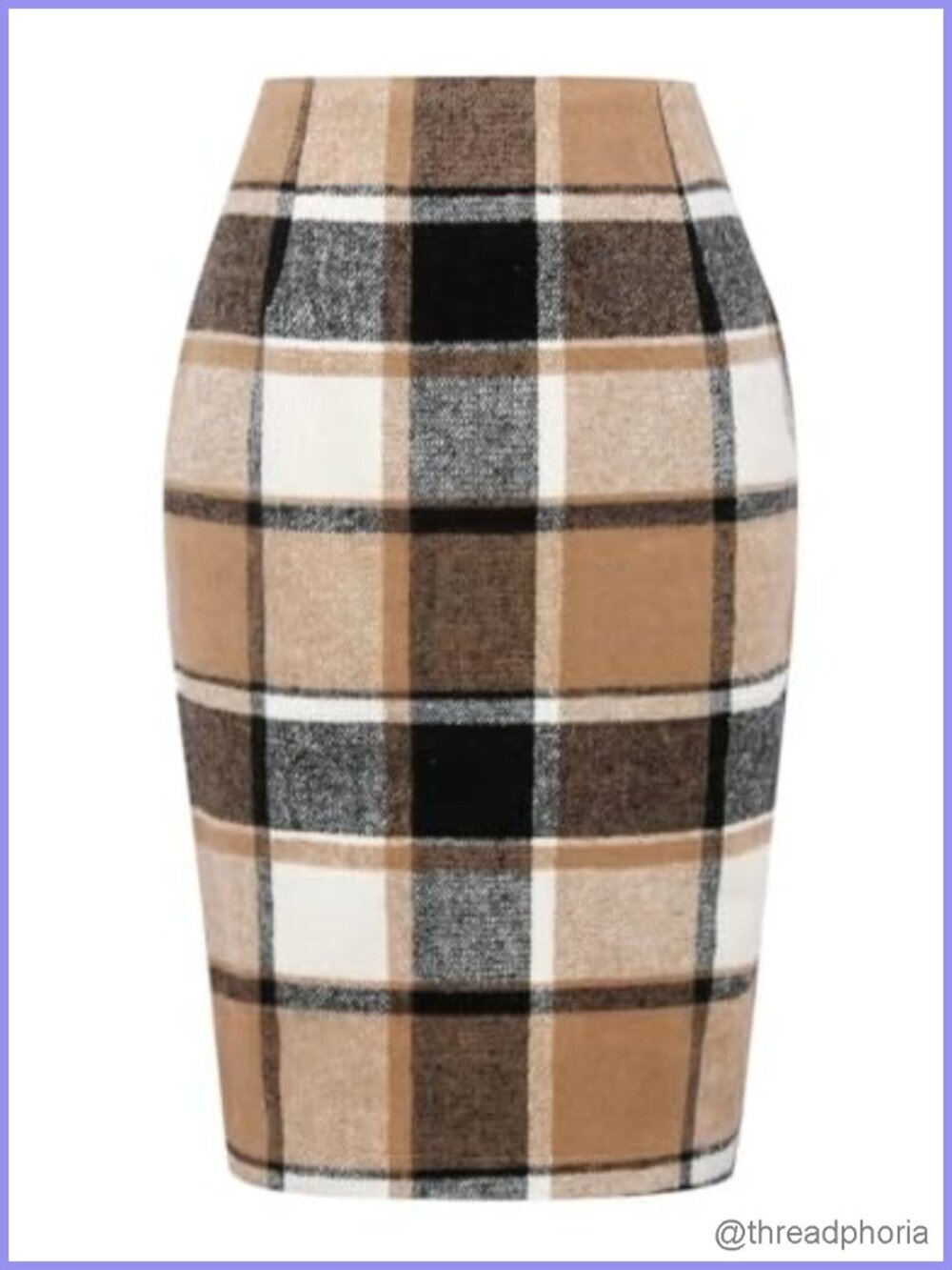 Women's Wool Blend Pencil Skirt with Back Slit High Waist Bodycon Midi